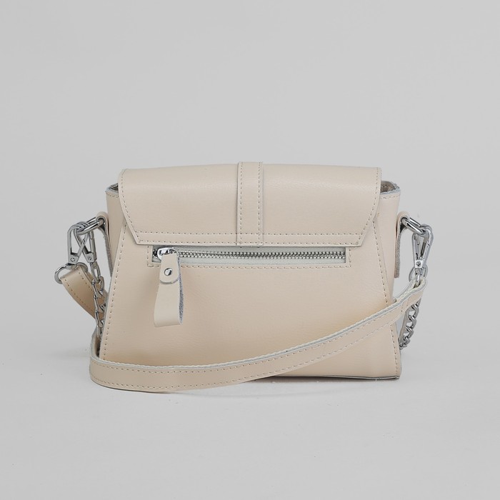 Сумка женская, отдел с перегородкой на молнии, наружный карман, длинный ремень, цвет бежевый