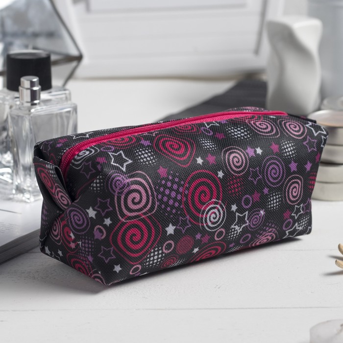 Косметичка дорожная «Спирали», 1 отдел на молнии, цвет чёрный