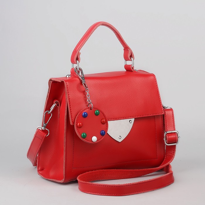 Сумка женская, отдел на молнии, наружный карман, длинный ремень, цвет красный