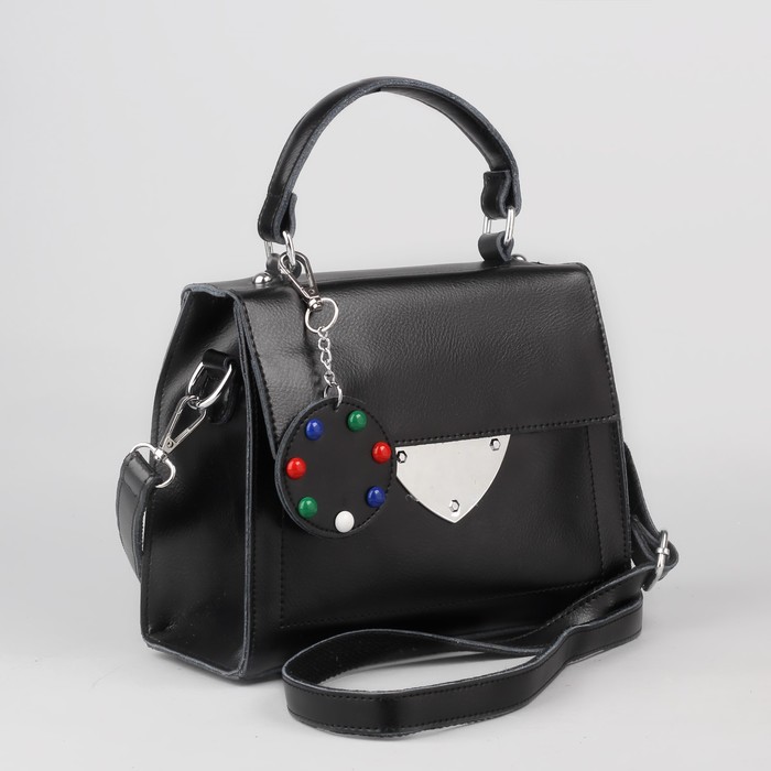 Сумка женская, отдел на молнии, наружный карман, длинный ремень, цвет чёрный