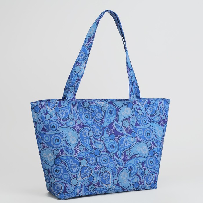 Сумка пляжная 30*12*35, отдел на молнии, "Огурцы", синий