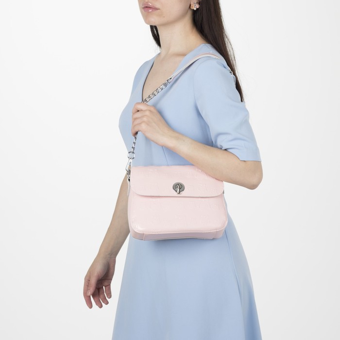 Сумка женская, отдел с перегородкой, наружный карман, длинный ремень, цвет розовый