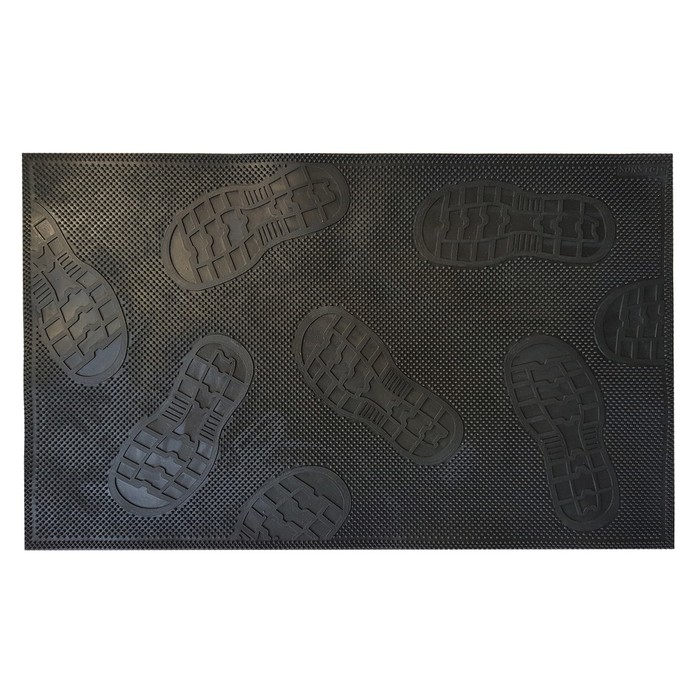 Коврик резиновый 45х75 см "Следы" черный