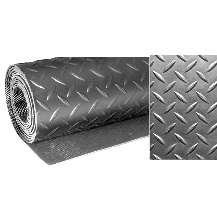 Коврик-дорожка противоскользящий "Рифленый" 0,9х12 м, цвет серый