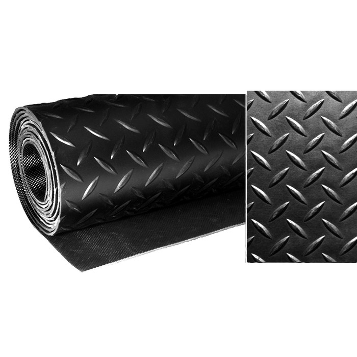 Коврик-дорожка противоскользящий "Рифленый" 0,9х12 м, цвет черный