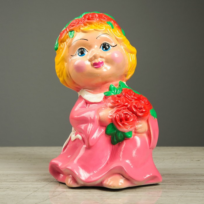 Копилка "Деовчка с розами" 23 см микс