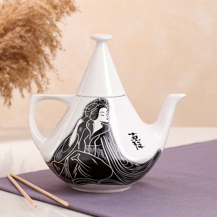фото Чайник для заварки "конус", гейша, белый, 1.2 л керамика ручной работы