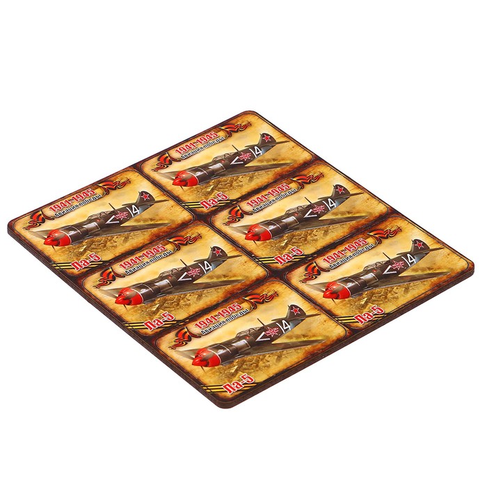 Магнит сборный деревянный "9 мая, авиация победы Ла-5", 6х4см