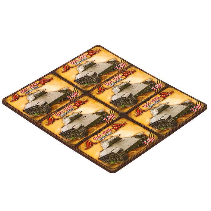 Магнит сборный деревянный "9 мая, танки герои Т-50", 6х4см