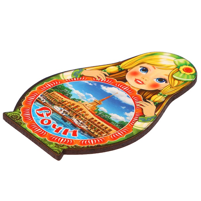 Магнит Матрёшка "Сочи -3", 9,5х6,5см