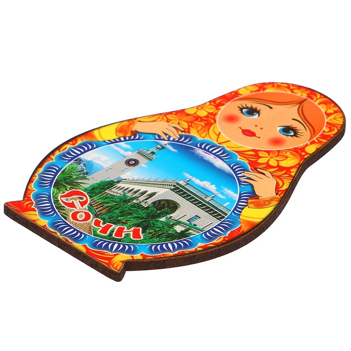 Магнит Матрёшка "Сочи -4", 9,5х6,5см