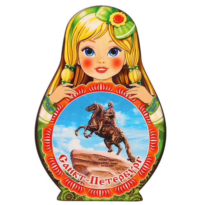 Магнит Матрёшка "Санкт- Петербург -3", 9,5х6,5см