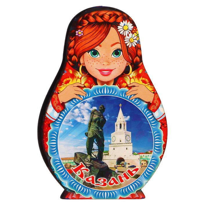 Магнит Матрёшка "Казань-1", 9,5х6,5см