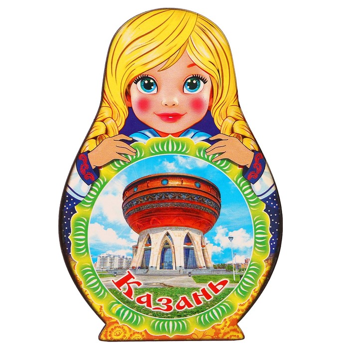 Магнит Матрёшка "Казань-2", 9,5х6,5см
