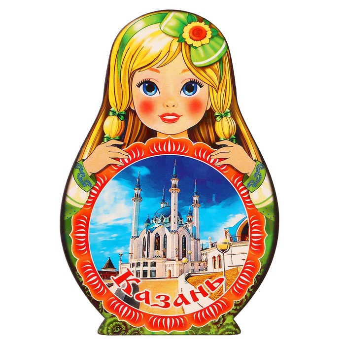 Магнит Матрёшка "Казань-3", 9,5х6,5см