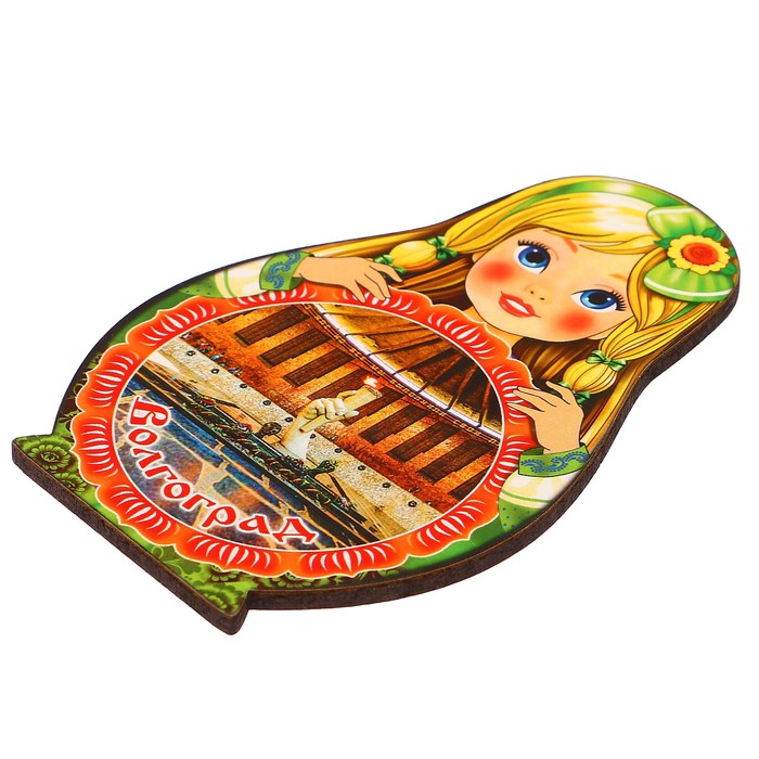 Магнит Матрёшка "Волгоград-3", 9,5х6,5см