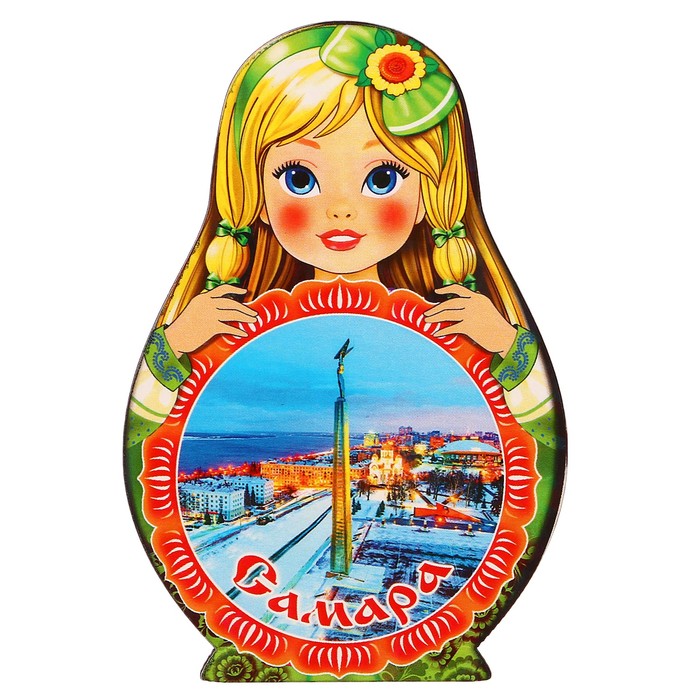 Магнит Матрёшка &quot;Самара-3&quot;, 9,5х6,5см