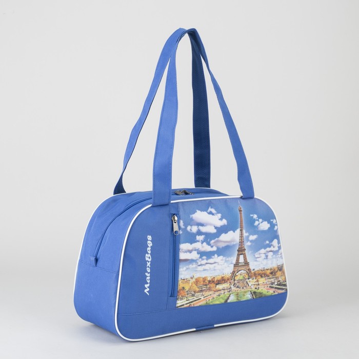 Сумка спортивная "Париж", отдел на молнии, наружный карман, цвет синий