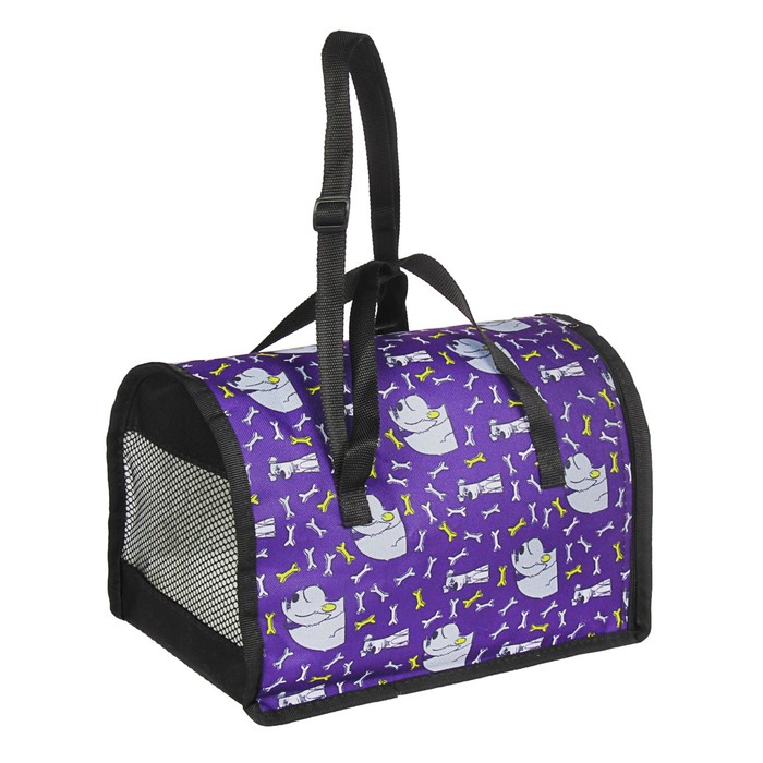 Сумка-переноска полукруглая для котят, ПВХ/мех "овчина", 32 х 20.5 х 22 см, микс