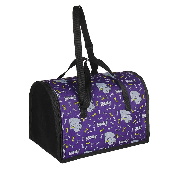 Сумка-переноска полукруглая для котят, ПВХ/мех "овчина", 32 х 20.5 х 22 см, микс