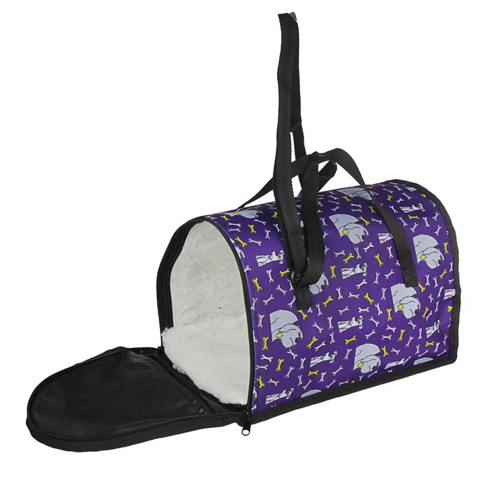 Сумка-переноска полукруглая для котят, ПВХ/мех "овчина", 32 х 20.5 х 22 см, микс