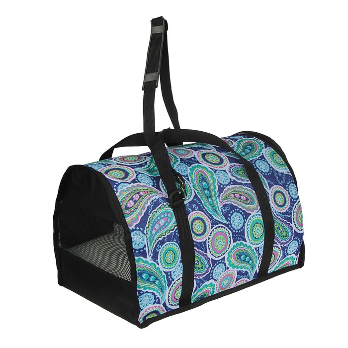 Сумка-переноска полукруглая средняя, ПВХ/мех "овчина", 46 х 28.5 х 29 см, микс цветов