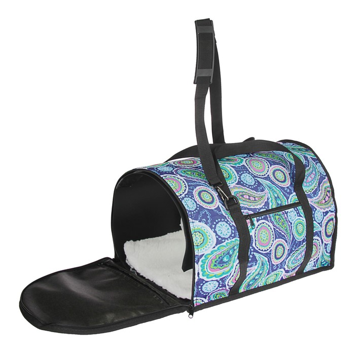 Сумка-переноска полукруглая средняя, ПВХ/мех "овчина", 46 х 28.5 х 29 см, микс цветов