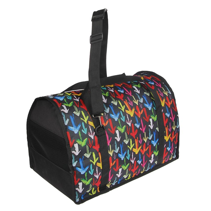 Сумка-переноска полукруглая большая, ПВХ/мех "овчина", 49 х 30 х 35 см, микс цветов