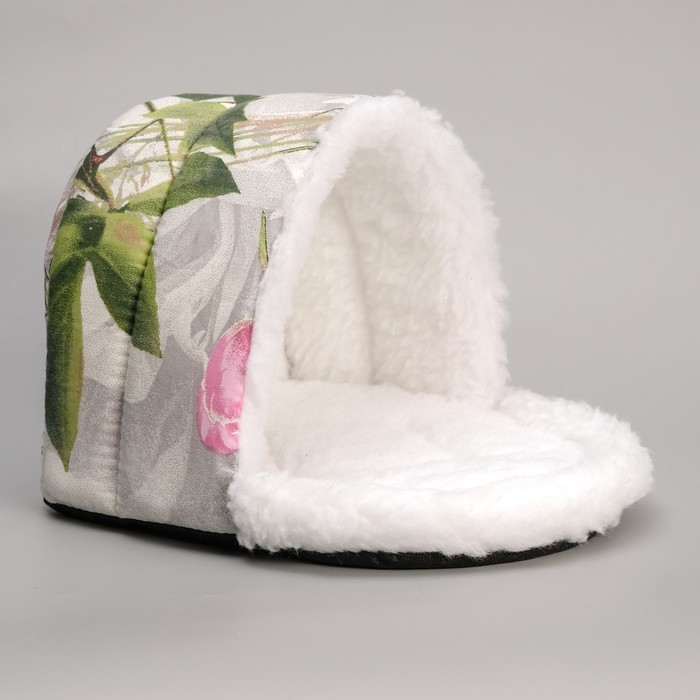 Лежанка полузакрытая для котят "Люлька", мех/бязь/поролон, 30 х 24 х 24 см, микс цветов