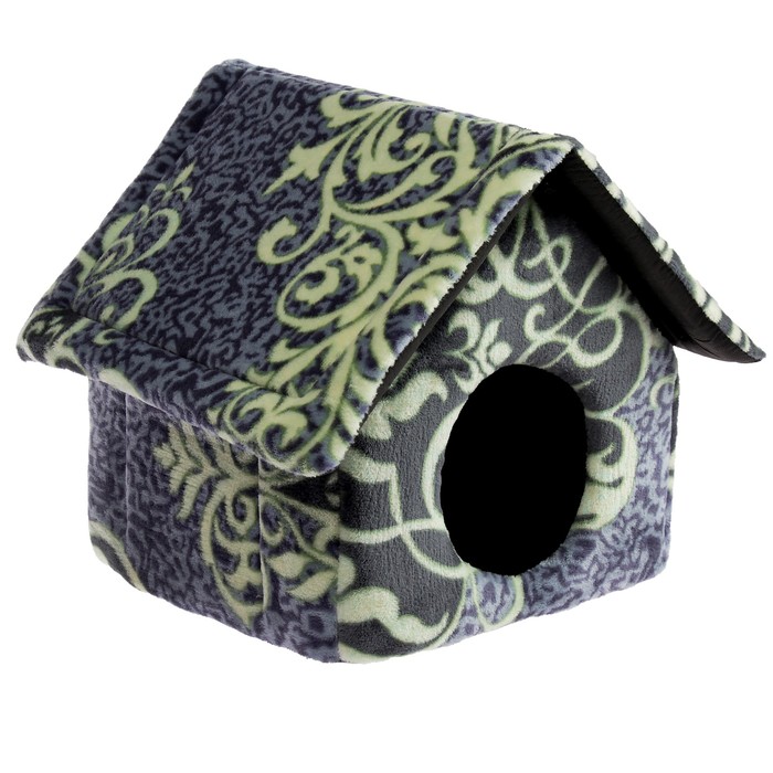 Лежанка закрытая " Домик", микрофибра/поролон, 34 х 32 х 35 см, микс цветов
