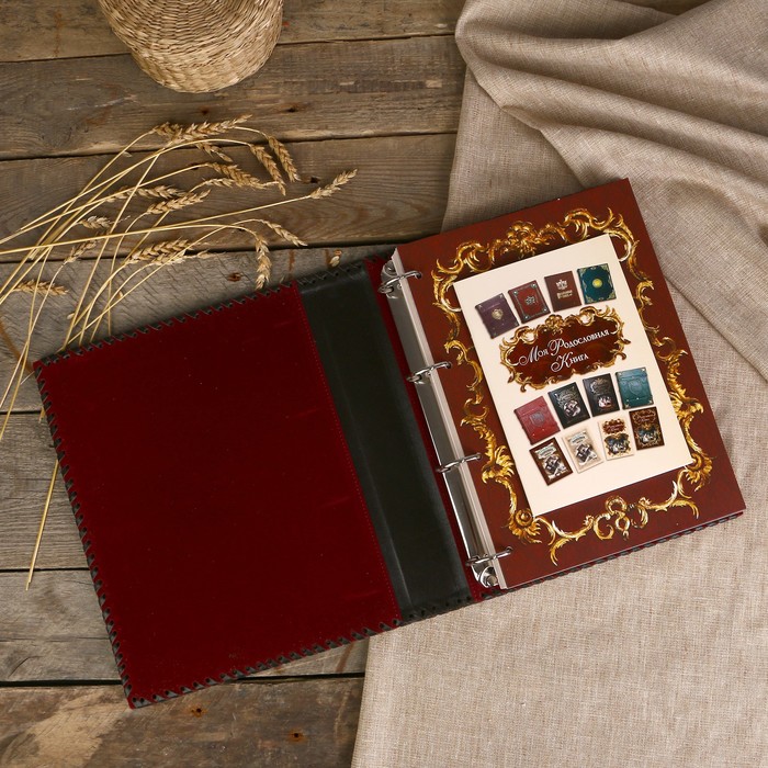 Родословная книга "Стандартная" с росписью в оплётке 25×31,5×6 см, 108 листов, натур. кожа