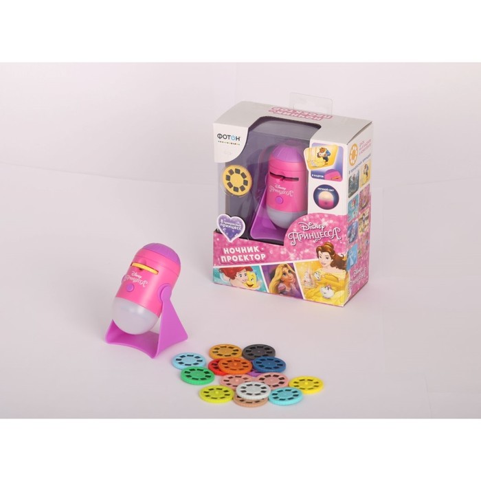 Ночник-проектор со сменными дисками "Принцесса" батарейка LED 0,5Вт 3хAG13/LR44