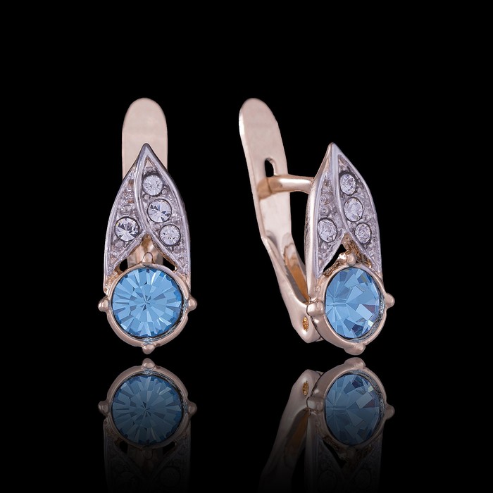 Серьги "Юнис", цвет голубой в золоте