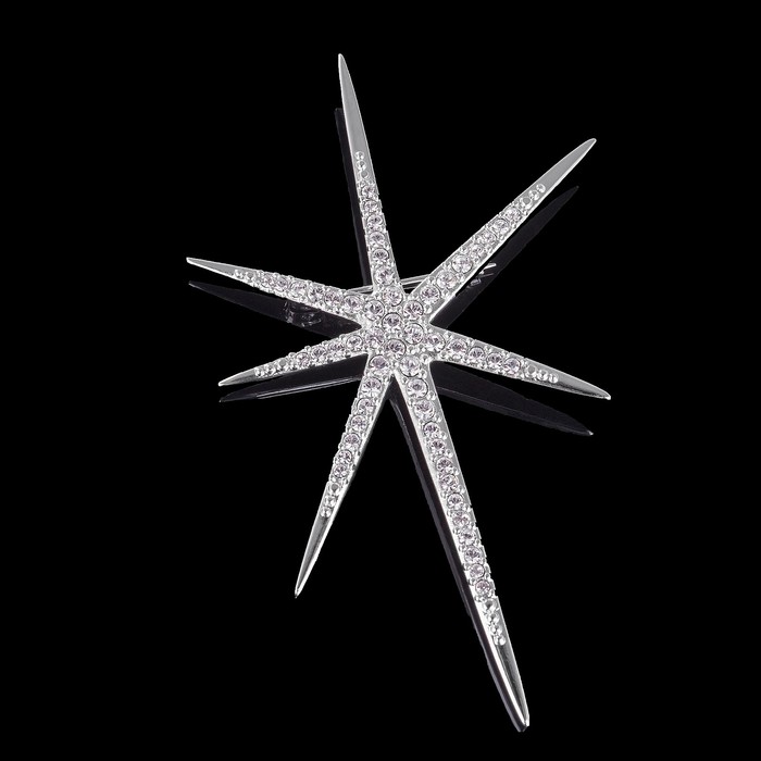 Брошь "Звезда Jenavi", цвет белый в серебре