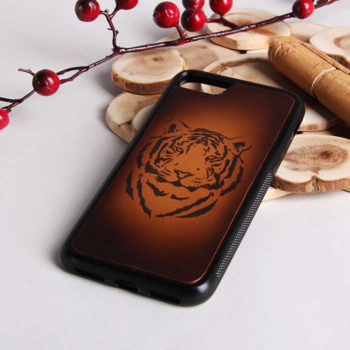 Чехол для телефона, на iPhone 7, "Тигр 4", цвет коричневый