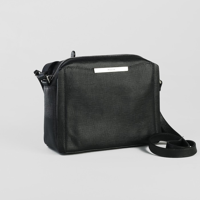 Сумка женская, отдел на молнии, наружный карман, длинный ремень, цвет чёрный