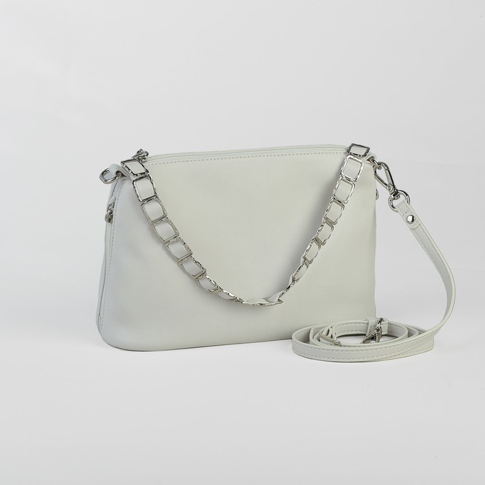 Сумка женская, отдел на молнии, длинный ремень, цвет белый