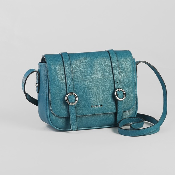 Сумка женская, отдел на молнии, наружный карман, длинный ремень, цвет морской волны