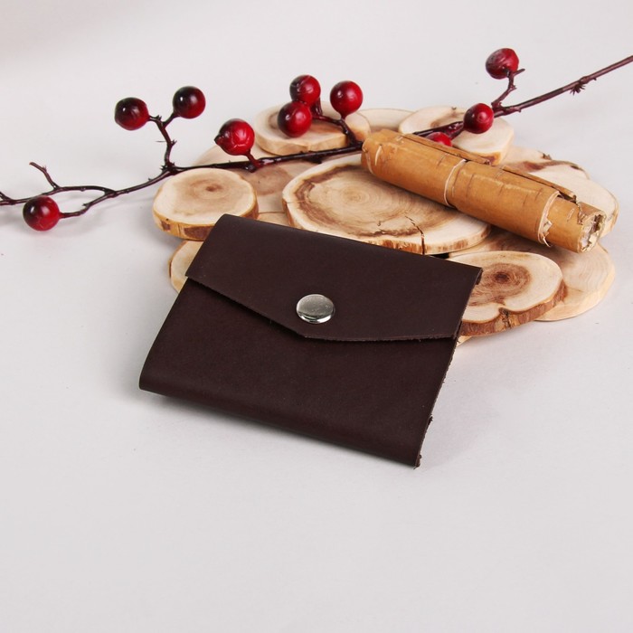 Портмоне мужское на кнопке, отдел для кредиток, цвет тёмно-коричневый