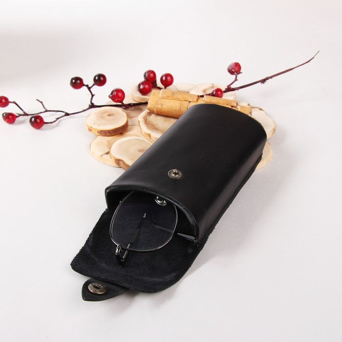 Футляр для очков, отдел на клапане, цвет чёрный