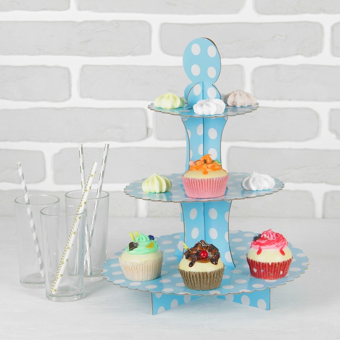 Подставка для пирожных трёхъярусная "Ласка", голубой цвет