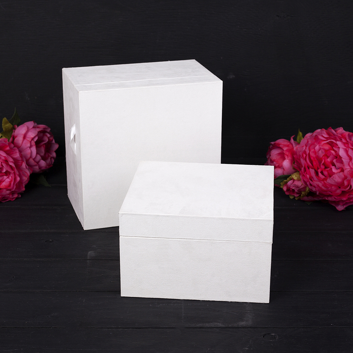 Набор коробок 2в1 "Бархат", 22 х 22 х 14 - 19,5 х 19,5 х 12 см