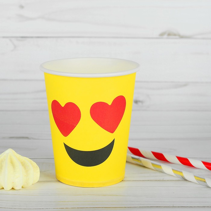 Бумажный стакан "Влюблённый смайл" (набор 6 шт)