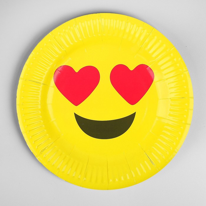 Бумажная тарелка "Влюблённый смайл" (набор 6 шт)