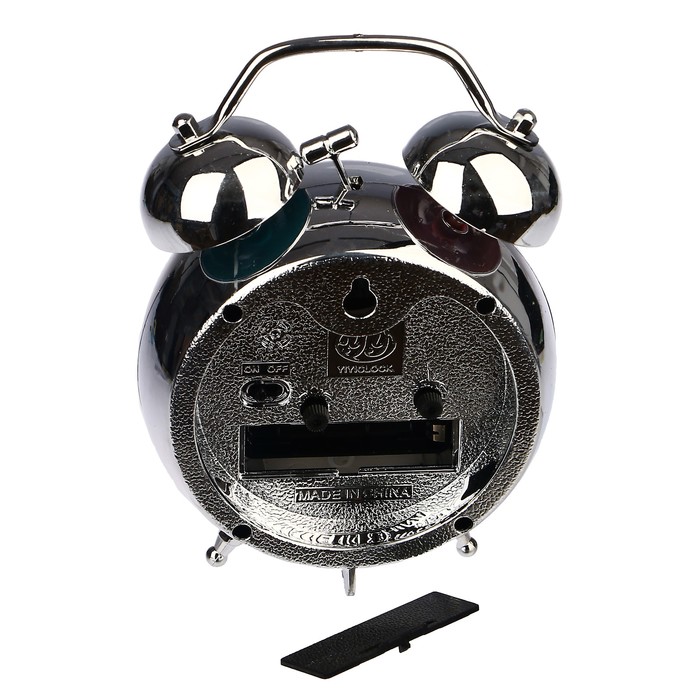 Будильник, круг, хром, арабские цифры, микс размер цифр на циф-те, 10*16см