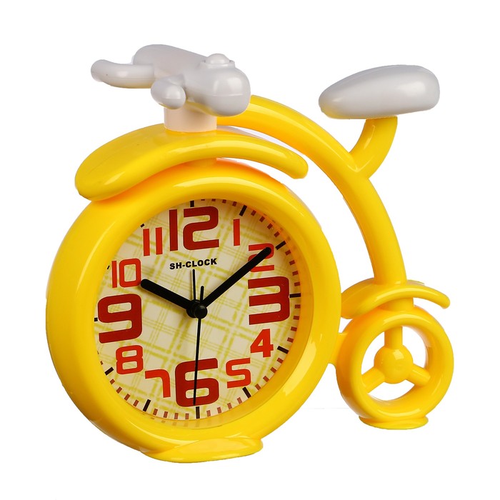Будильник "Цирковой велосипед", арабские цифры, циф-т в клетку, микс цветов, 19*18,5 см