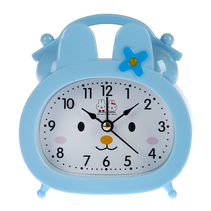 Ретро-будильник "Зайка", овал, на циферблате мордочка, микс цветов, 12,5*10,5 см