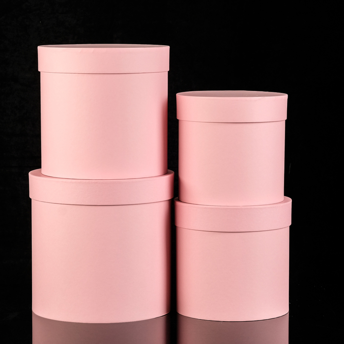 Набор круглых коробок 4в1 "Россо", однотонные, 20 х 20 х 20 - 15 х 15 х 15 см