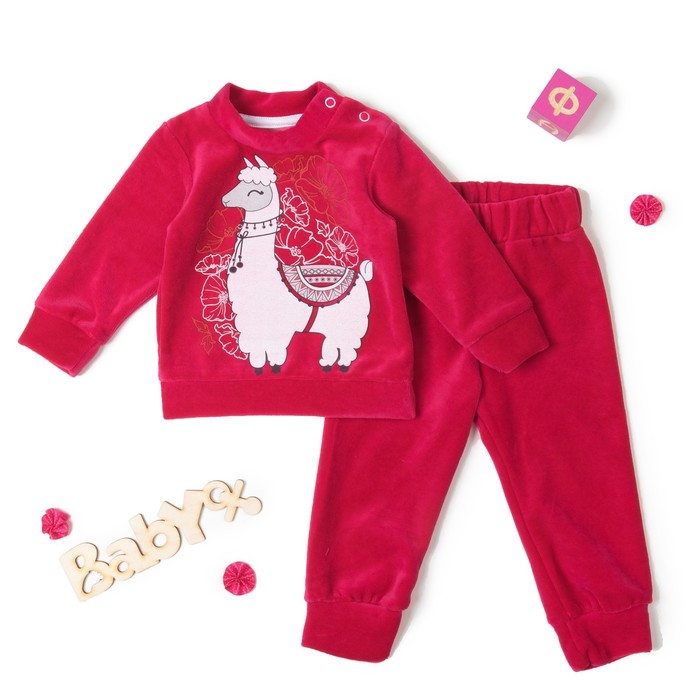 Костюм: джемпер и брюки Крошка Я "Альпака" велюр, рост 62-68см (3-6мес)