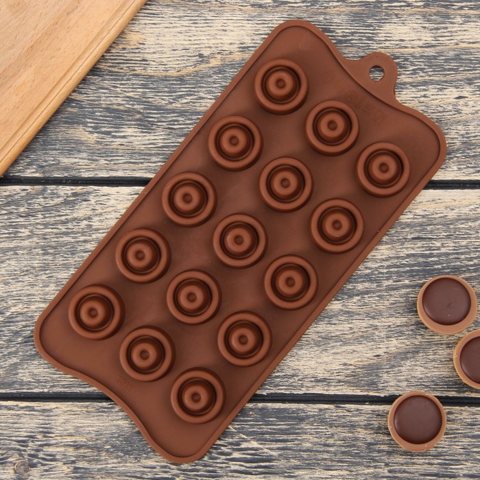 Форма для льда и шоколада, 15 ячеек, "Торнадо", цвет шоколадный